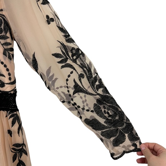 NWT A Beautiful Soul Arula Sz X 10/12 Sheer Floral Vneck Long Sleeve Maxi Dress - Picture 12 of 16